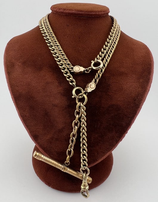 Antique Yellow Gold Filled Watch Chain Necklace (1 of 6)