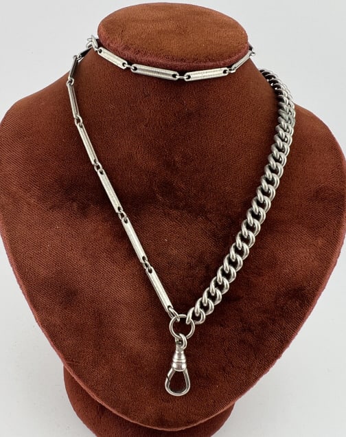 Antique Art Deco & Curb Link Watch Chain Necklace (1 of 6)