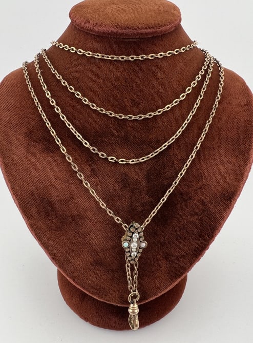 Antique 19th C Diamond Slide Watch Chain Necklace (1 of 7)