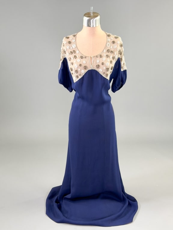 Vintage 1930s Polka Dot Beaded Silk Crepe Dress (1 of 12)