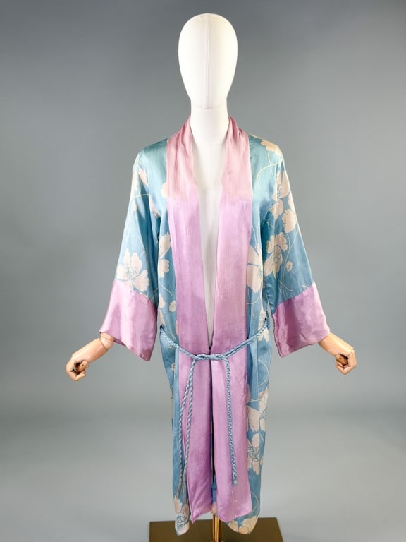Antique 1920s Satin Floral Lounge Robe Jacket (1 of 12)