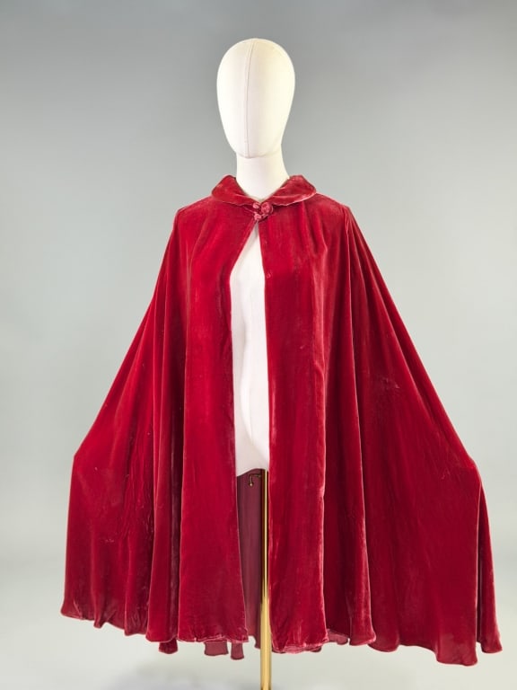 Vintage 1930s Silk Velvet Evening Cape Cloak Wrap (1 of 14)