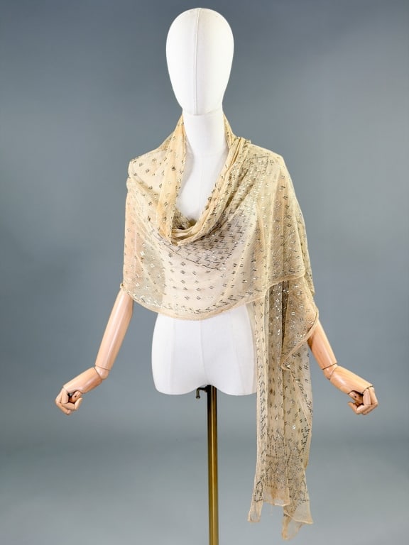 Antique 1920s Assuit Hammered Metal Net Shawl (1 of 12)