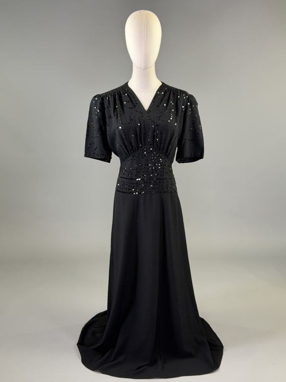 Vintage 1940s Rayon Crepe Sequin Evening Gown (1 of 11)