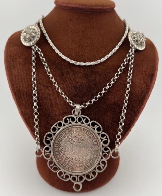 Antique 1914 Prussian Silver Coin Necklace (1 of 9)