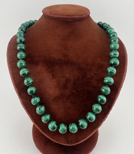 Estate 14kt Yellow Gold & Malachite Bead Necklace (1 of 6)