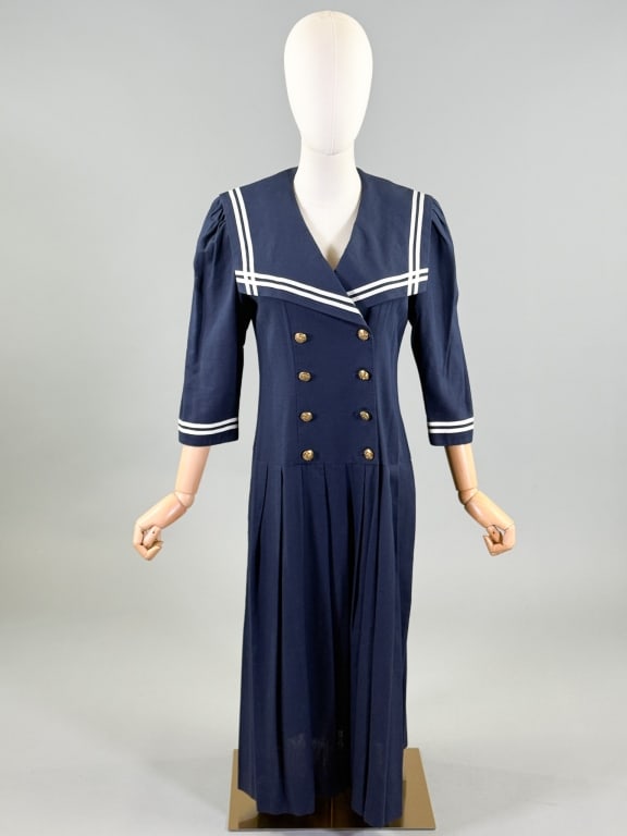 Vintage 1980s Lanz Drop Waist Pleated Sailor Dress (1 of 9)
