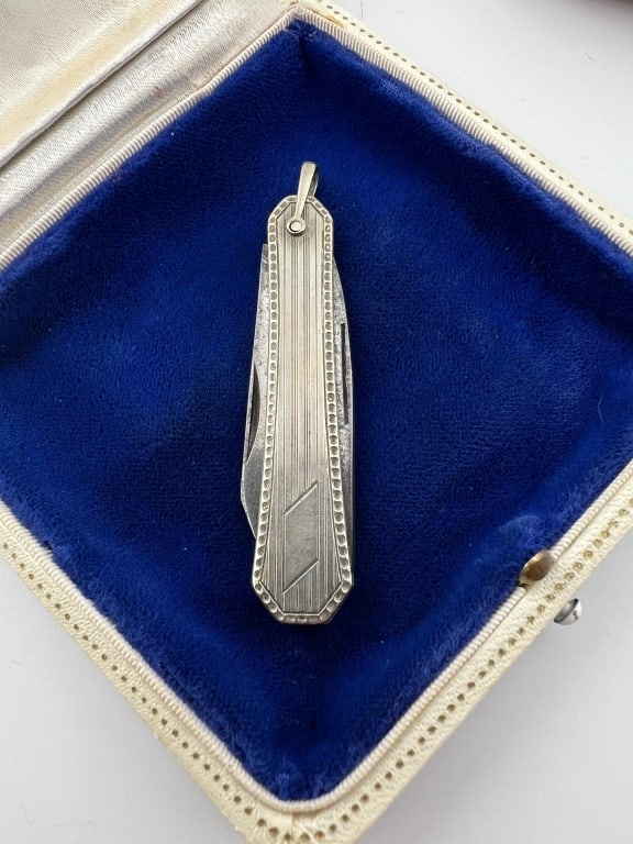 Antique Art Deco White Gold Filled Pocket Knife (1 of 6)