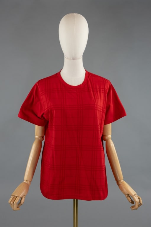 Vintage Burberry Red Cotton Plaid Print T-Shirt (1 of 6)
