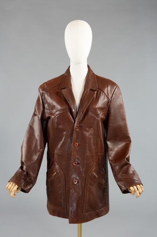 Vintage 1970s Brown Leather Western Style Blazer (1 of 7)