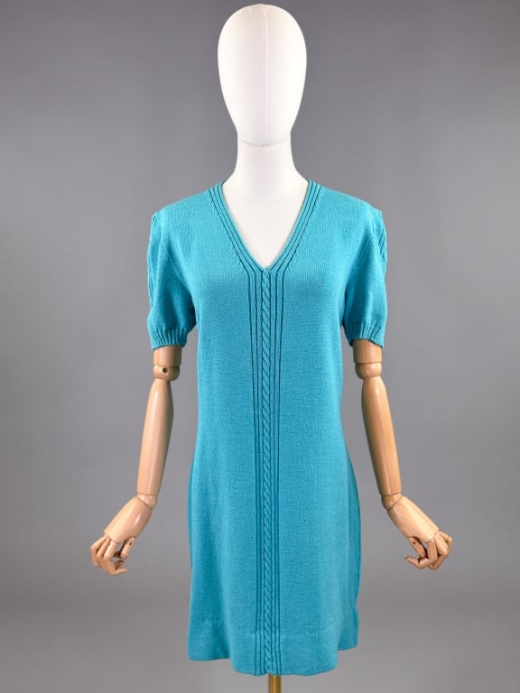 Vintage 1990s St. John Blue Cable Knit Dress (1 of 9)