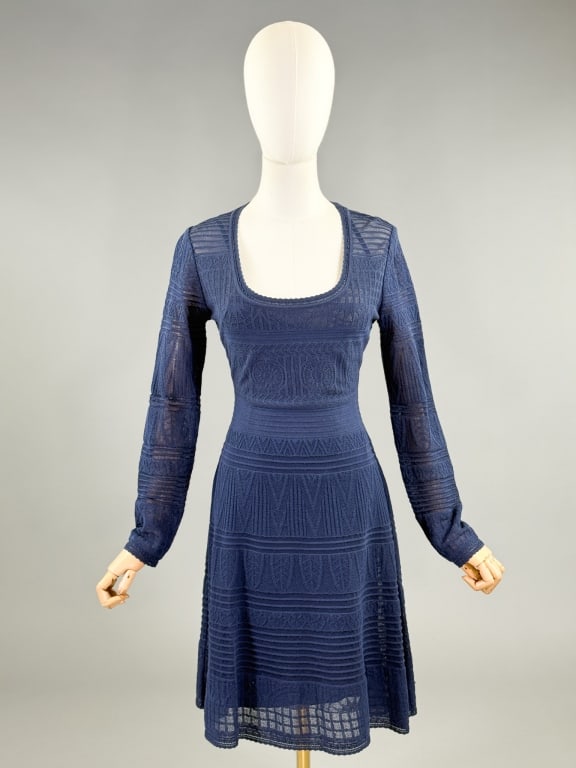 Vintage 2000s Missoni Blue Knit Long Sleeve Dress (1 of 7)