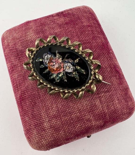 Antique 19th C Gold Fill Spinning Mourning Brooch (1 of 5)