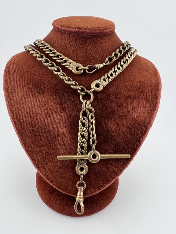 Antique Ornate Curb Link Watch Chain Necklace (1 of 7)