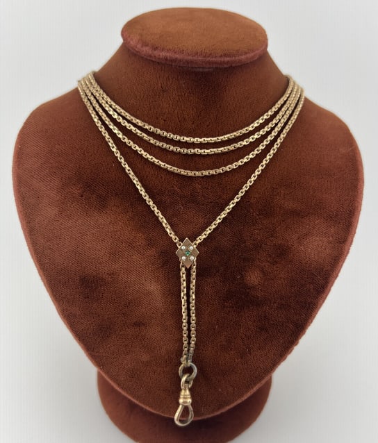 Antique 19th C 10k Gold Slide Watch Chain Necklace (1 of 7)