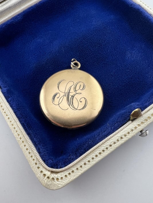 Antique Gold Fill Monogram Locket Necklace Pendant (1 of 8)