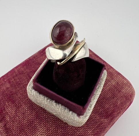 Combo 14kt Gold & Sterling Silver Modernist Ring (1 of 7)