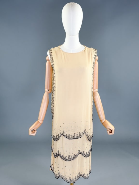 Antique 1920s Silk Chiffon Beaded Flapper Dress (1 of 15)