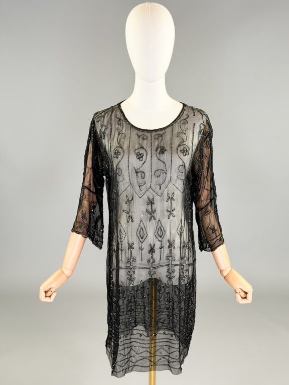 Antique 1920s Silk Chiffon Beaded Flapper Dress (1 of 12)