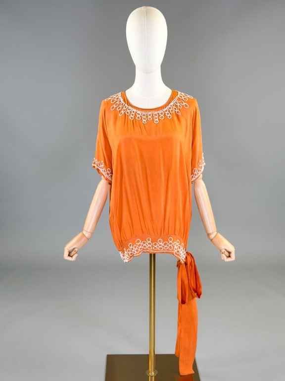 Antique 1920s Silk Beaded Flapper Blouse Top Shirt (1 of 12)