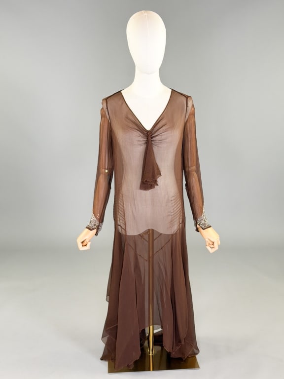 Antique 1920s Silk Chiffon Beaded Flapper Dress (1 of 10)