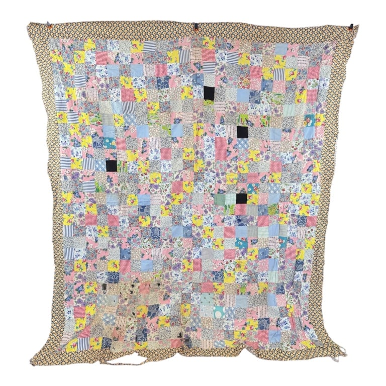 Vintage 1930s Cotton Feedsack Patchwork Quilt Top (1 of 11)