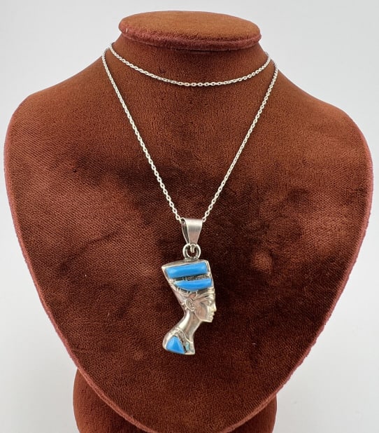 Egyptian Pharaoh Necklace Pendant w Sterling Chain (1 of 6)