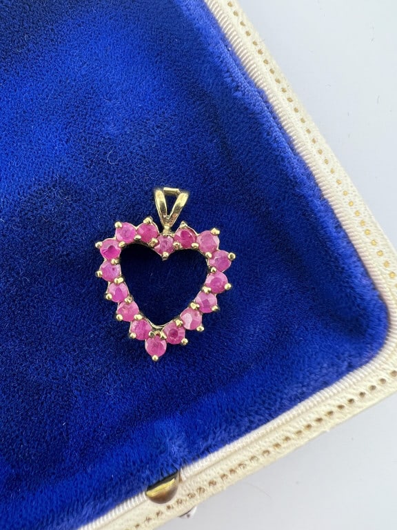 Gold Over Sterling Ruby Set Heart Necklace Pendant (1 of 6)