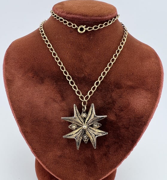 Antique Silver Filigree Maltese Cross on Gold Fill (1 of 6)
