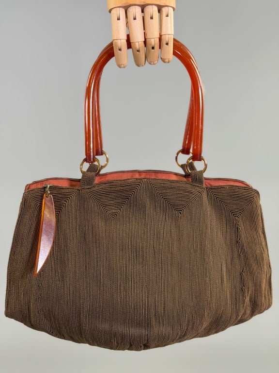 Vintage 1940s Lucite Corded Purse Handbag (1 of 8)