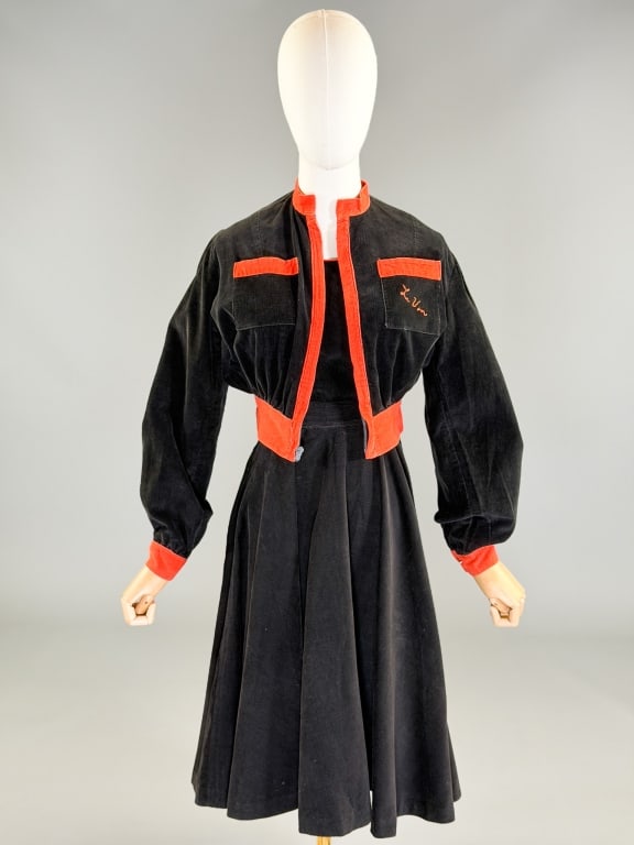 Vintage 1950s Corduroy 2 PC Varsity Dress & Jacket (1 of 13)