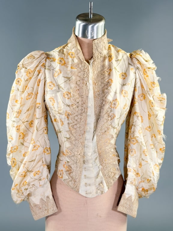 Antique Victorian 1890s Floral Silk Bodice Top (1 of 16)