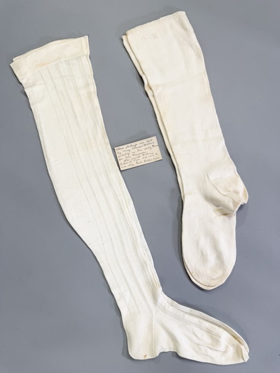Antique Victorian Cotton Knit Stockings Socks (1 of 8)