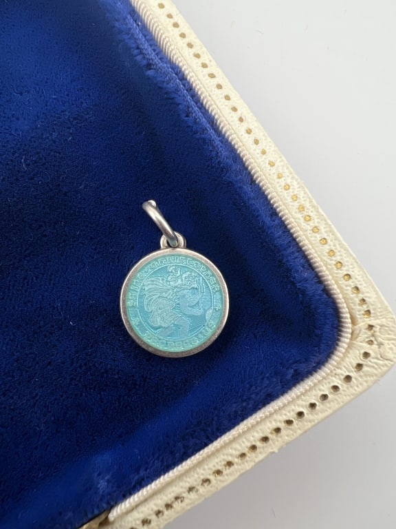 Vintage Sterling & Enamel Saint Christopher Medal (1 of 5)