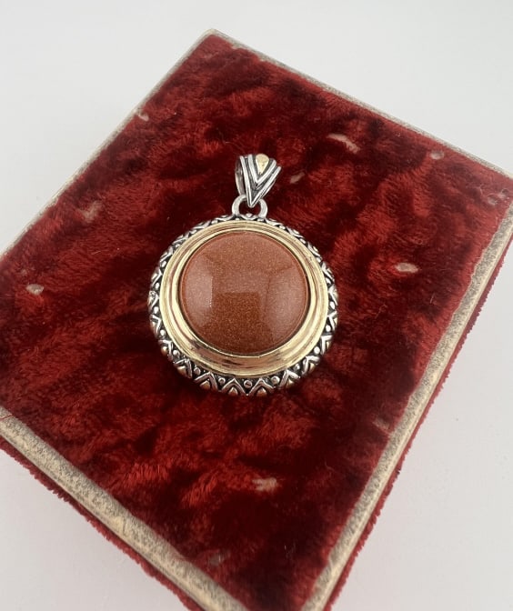 Sterling Silver & Goldstone Cabochon Pendant (1 of 7)