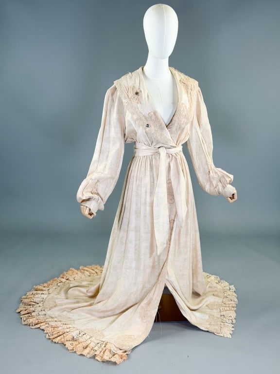 Vintage Paisley Silk Lace Peignoir Robe Jacket (1 of 10)