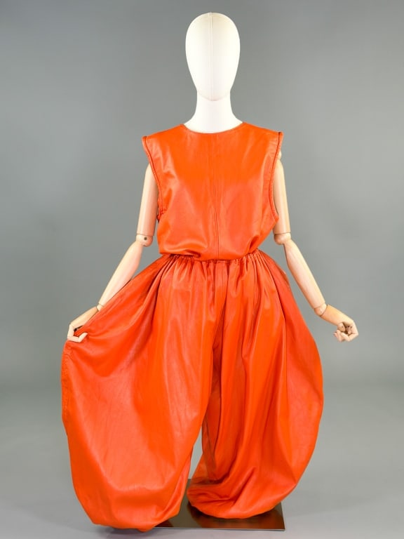 Vintage Orange Leather Two Piece Costume Pant Set (1 of 11)