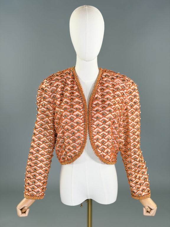 Vintage 1980s Lame Beaded Bolero Jacket (1 of 10)