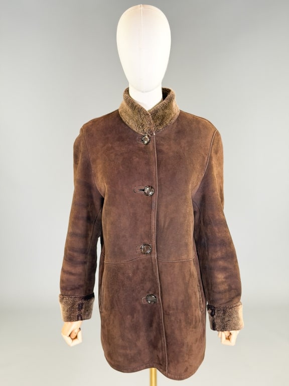 Vintage 1990s Brown Shearling Sheapskin Coat (1 of 7)