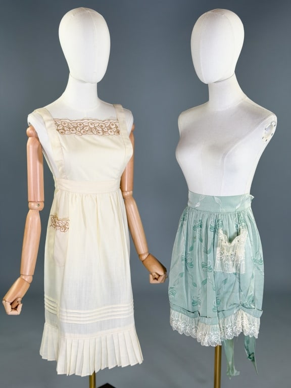 Two Vintage Floral Embroidered and Printed Aprons (1 of 7)