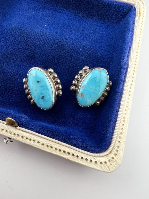Native American Sterling & Turquoise Earrings (1 of 6)