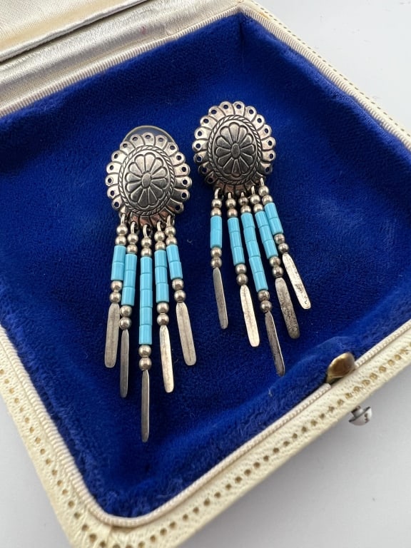 Native American Sterling Silver Concho Earrings (1 of 5)