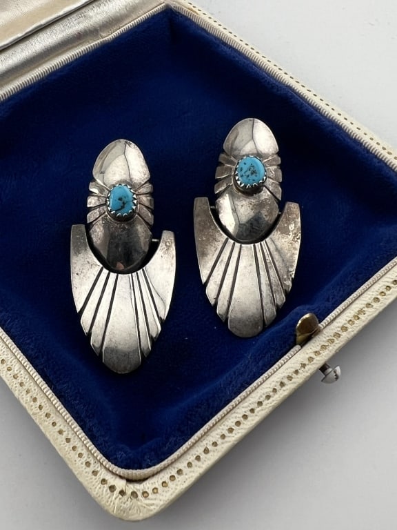 Native American Sterling & Turquoise Earrings (1 of 6)
