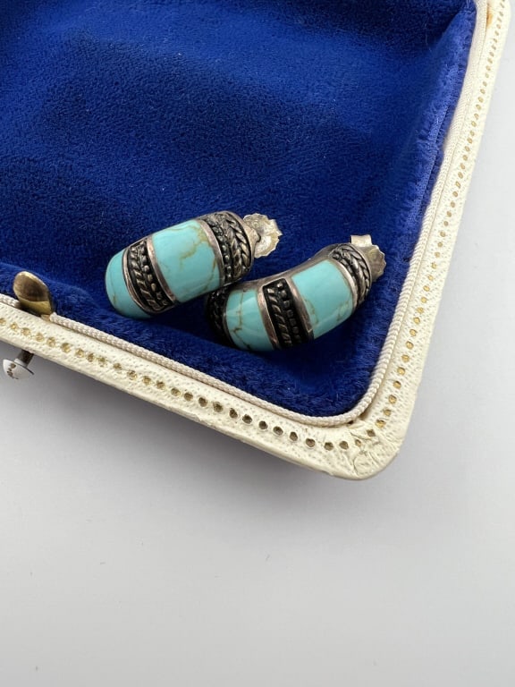 Native American Sterling & Turquoise Earrings (1 of 6)