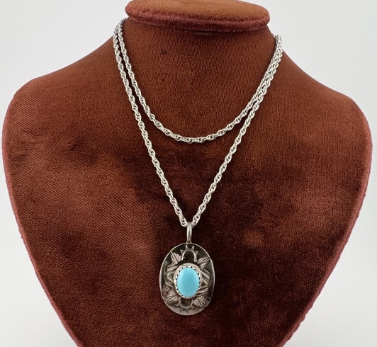 Native American Sterling & Turquoise Necklace (1 of 6)