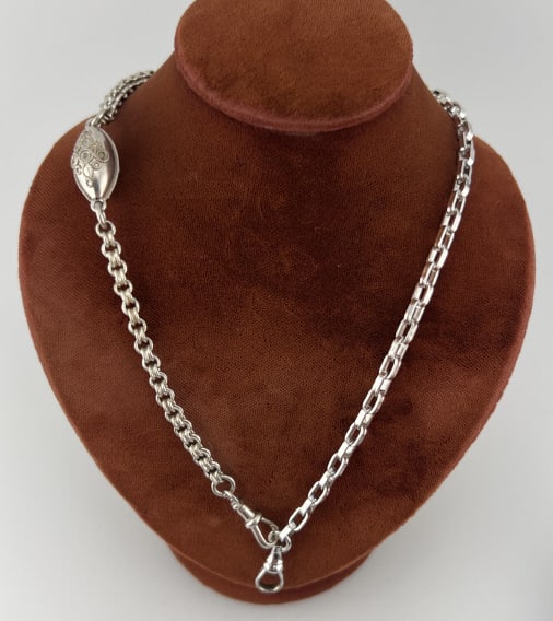 Antique Sterling Silver Watch Chain Necklace (1 of 8)