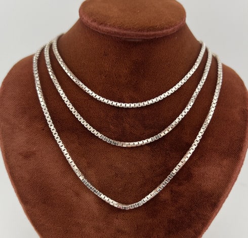 Italian Sterling Silver Box Chain Necklace Chain (1 of 7)