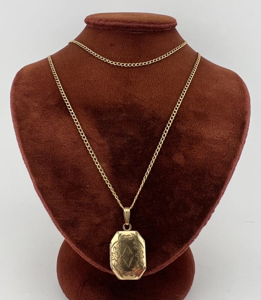 Art Deco Gold Filled Locket Necklace Pendant (1 of 8)