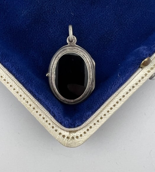 Sterling Silver & Black Enamel Locket Pendant (1 of 6)