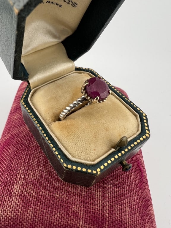 Ruby Solitaire Ring Sterling Silver w Gold Accent (1 of 6)